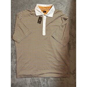 Left Coast Tee Polo Shirt Adult 2XL XXL Orange Black Stripe Mens Casual New